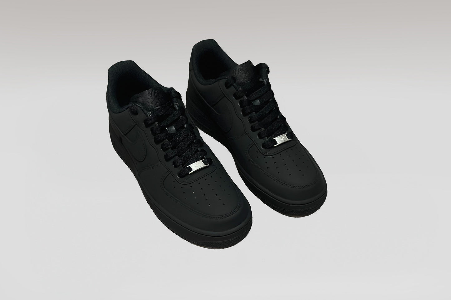 Black Matte Nike Air Force 1 - Standard Laces
