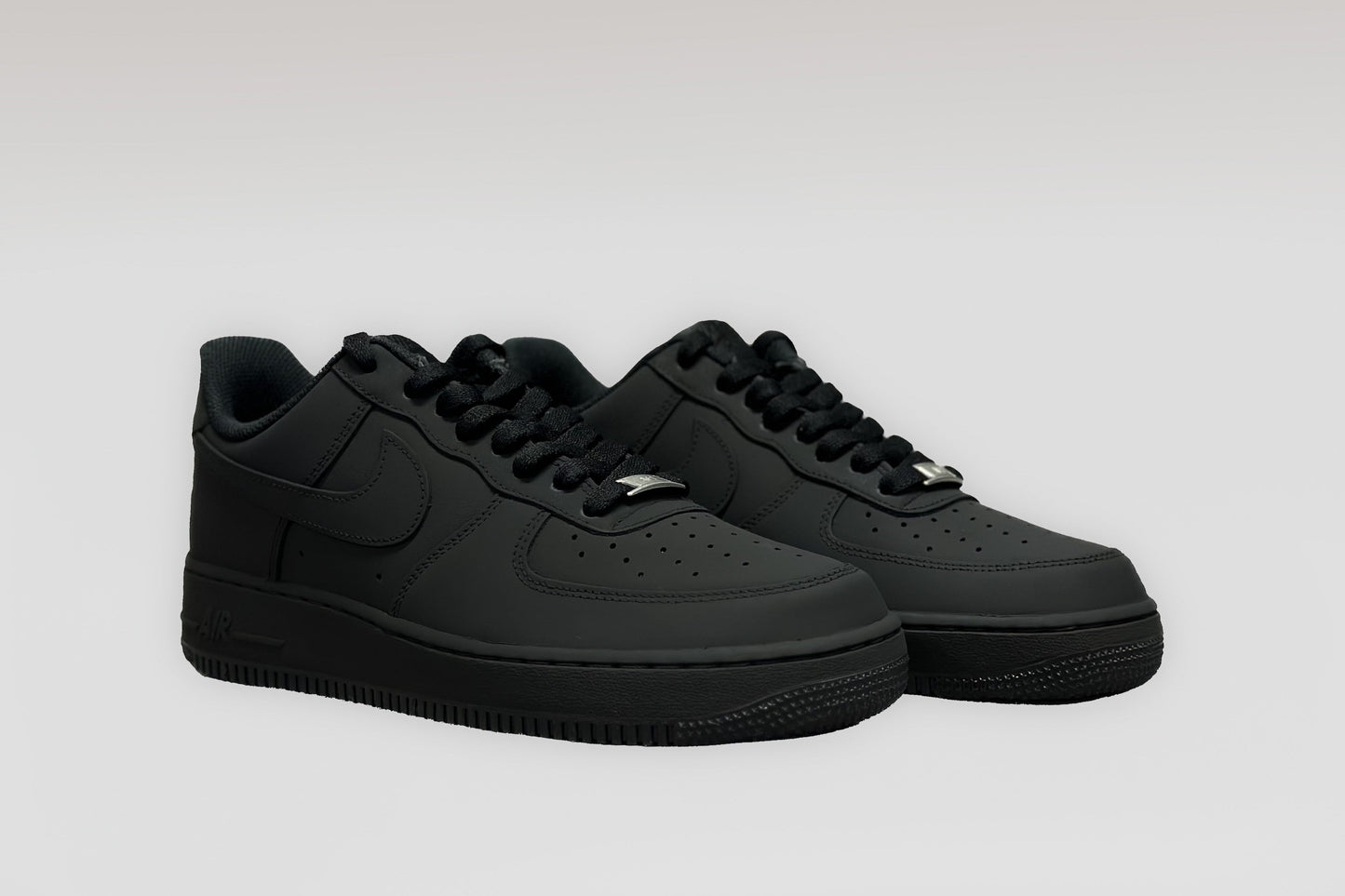Black Matte Nike Air Force 1 - Standard Laces