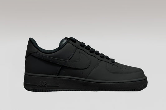 Black Matte Nike Air Force 1 - Standard Laces
