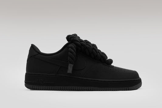 Black Matte Nike Air Force 1 - Rope Laces
