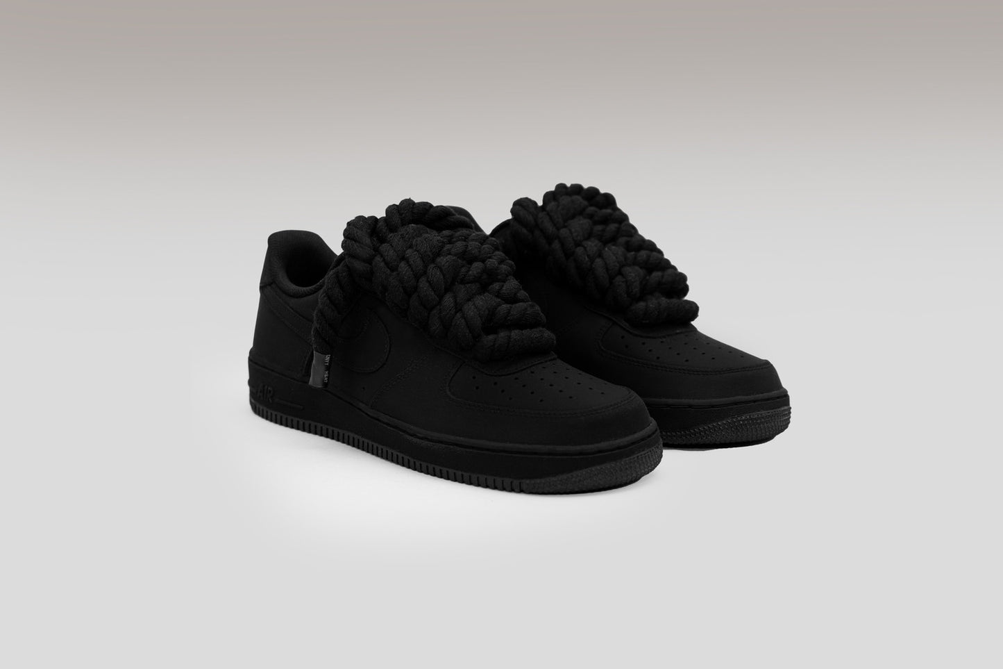 Black Matte Nike Air Force 1 - Rope Laces