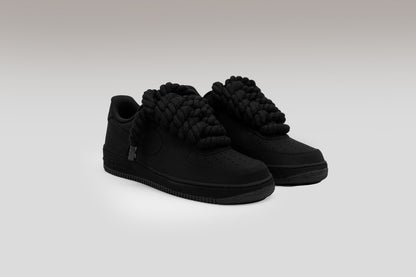 Black Matte Nike Air Force 1 - Rope Laces